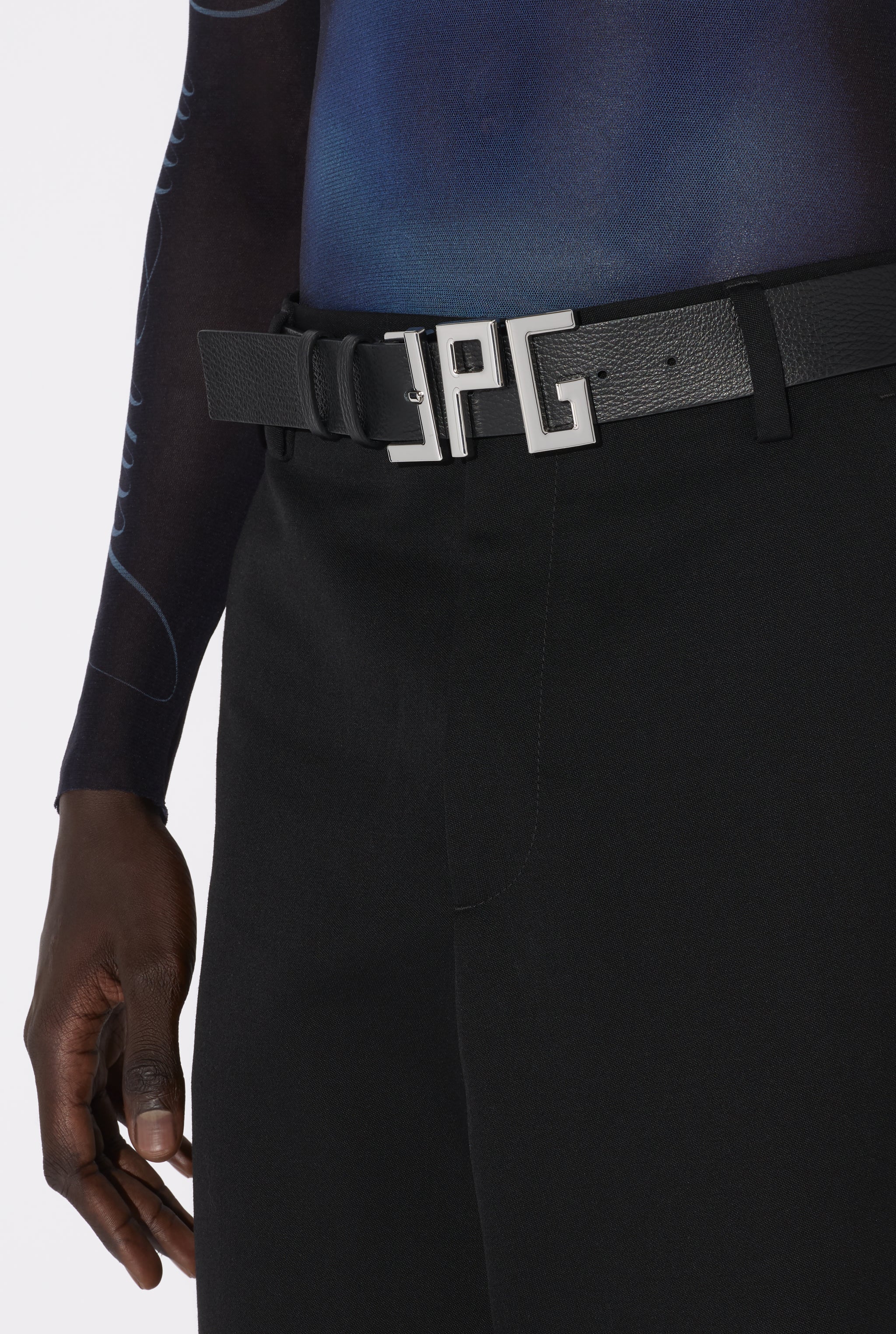 Jean Paul Gaultier スクエアバックル ベルト ナロー belt jpg letters belt uniex balck - JEAN PAUL GAULTIER - d — 2